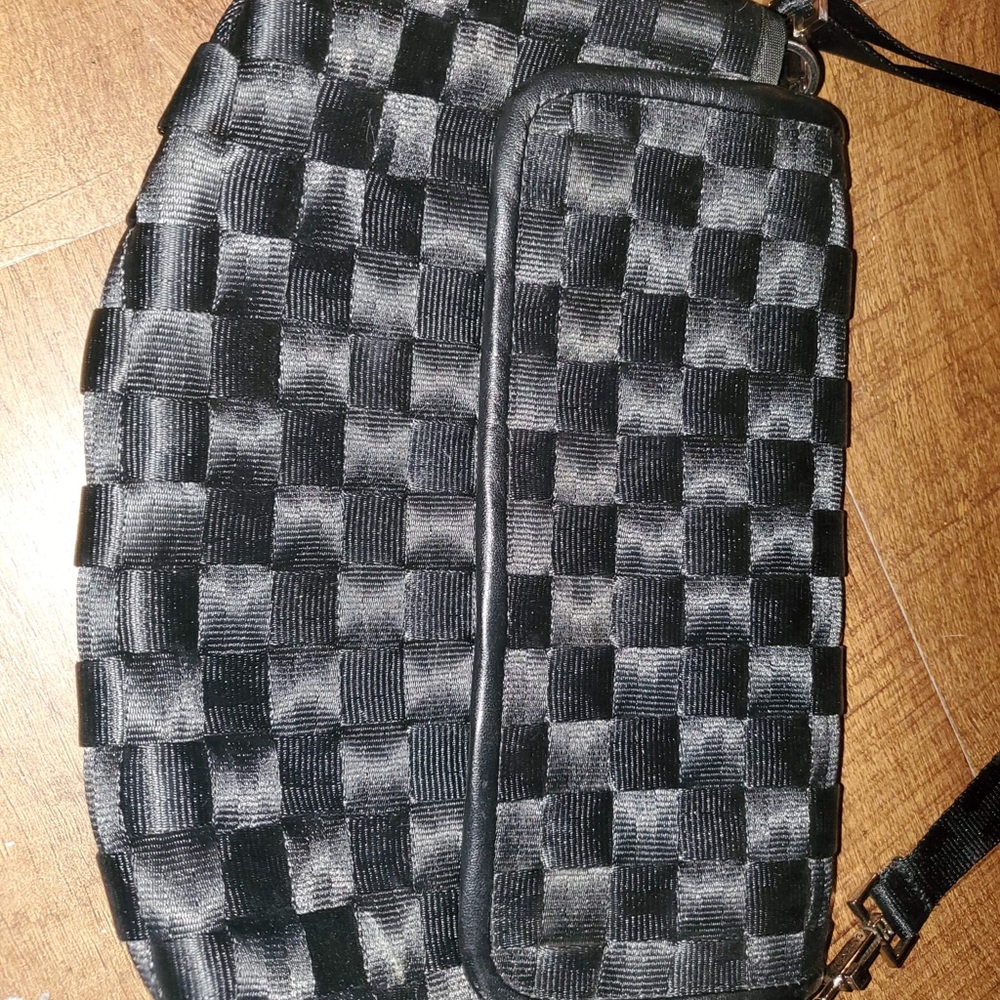 Harvey’s crossbody/clutch made with mini seatbelts